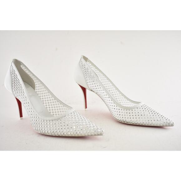 Christian Louboutin Apostropha Mesh Strass 80 White Crystal Pointed Heel Pump 40 - Picture 4 of 16